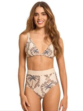 NWT Cosita Linda Palm Tree High Waist Bikini M
